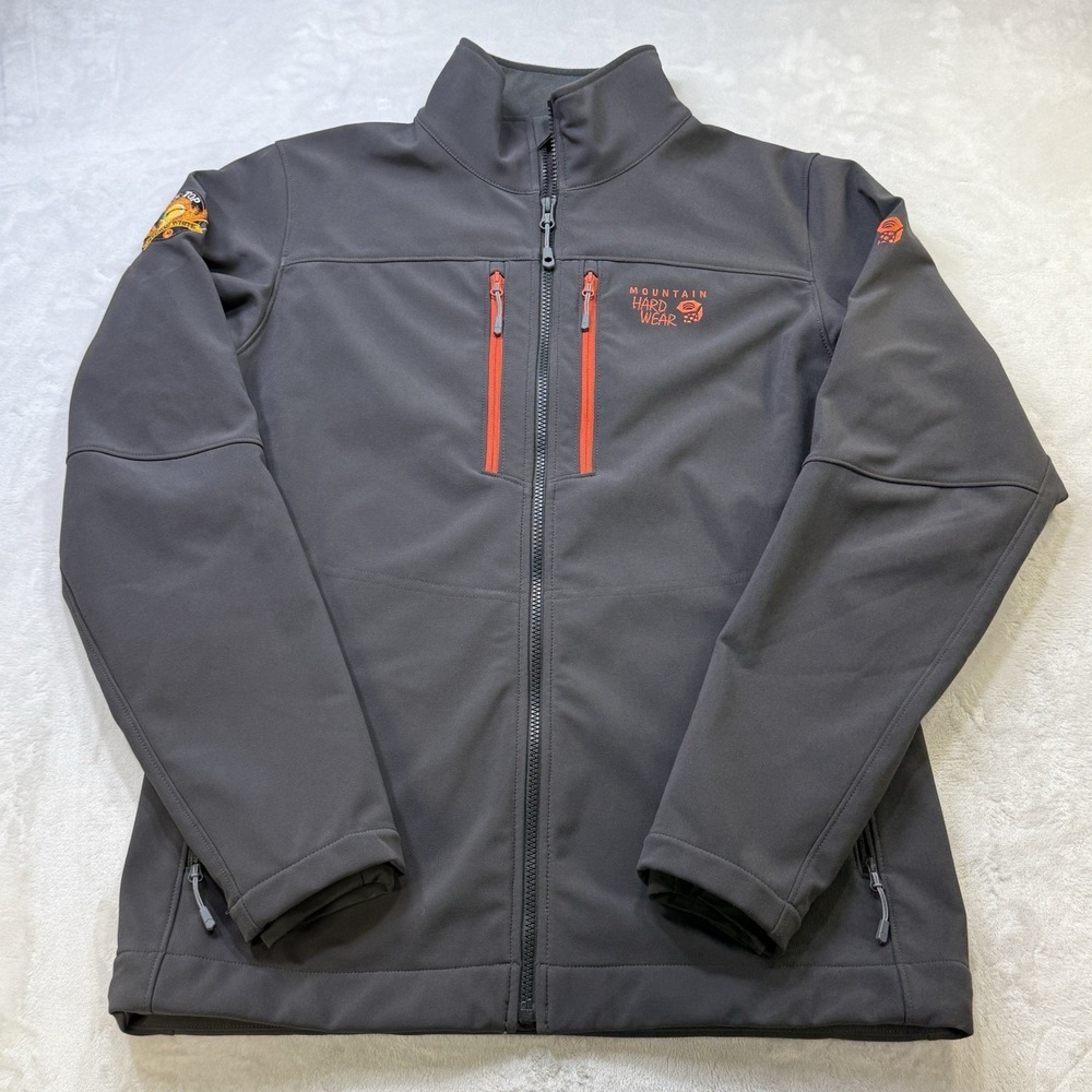 Mountain Hardwear‎ Gray Soft Shell Zipper Jacket Men's M Medium Patch